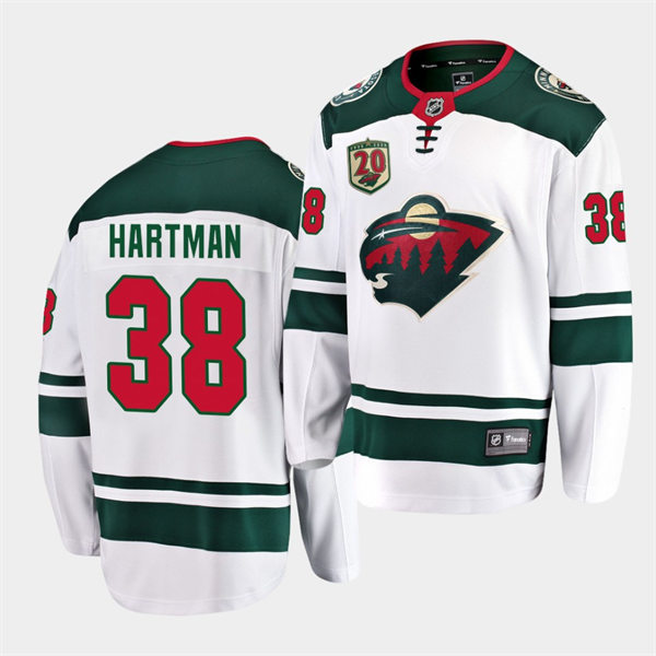 Men's Minnesota Wild #38 Ryan Hartman Adidas Away White Jersey Stitched