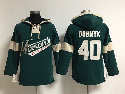 Men's Minnesota Wild #40 Devan Dubnyk Old Time Hockey 2014 Green Hoodie Stitched