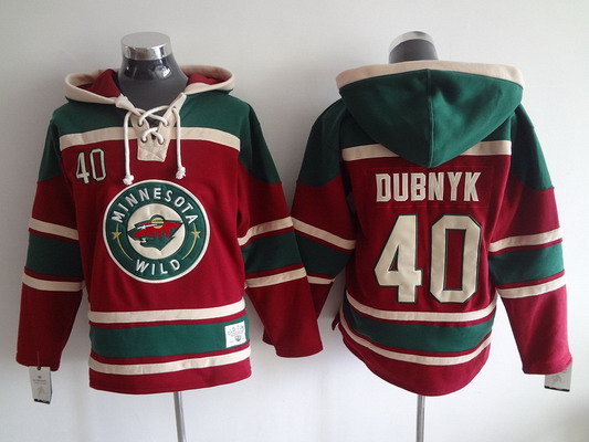 Men's Minnesota Wild #40 Devan Dubnyk Old Time Hockey Red Hoodie Stitched