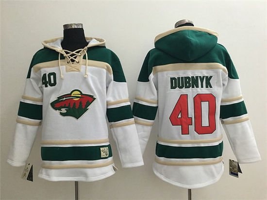 Men's Minnesota Wild #40 Devan Dubnyk Old Time Hockey White Hoodie Stitched