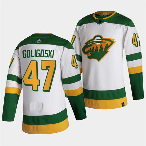 Men's Minnesota Wild #47 Alex Goligoski Adidas 2021 White Reverse Retro Jersey Stitched