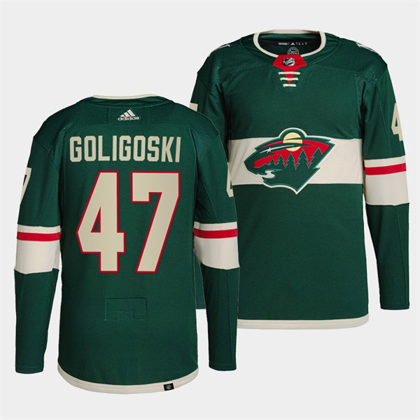 Men's Minnesota Wild #47 Alex Goligoski Adidas Home Green Jersey Stitched