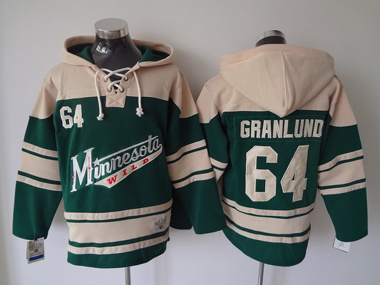 Men's Minnesota Wild #64 Mikael Granlund Old Time Hockey Green Hoodie Stitched