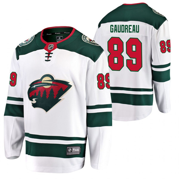 Men's Minnesota Wild #89 Frederick Gaudreau Adidas Away White Jersey Stitched