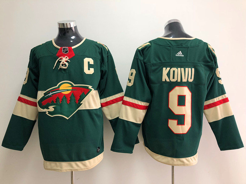 Men's Minnesota Wild #9 Mikko Koivu Home Green Adidas NHL JERSEYS Stitched
