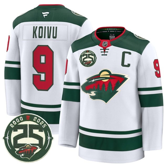 Men's Minnesota Wild 25th Anniversary Patch Premium Jersey - All Stitched Mikko Koivu