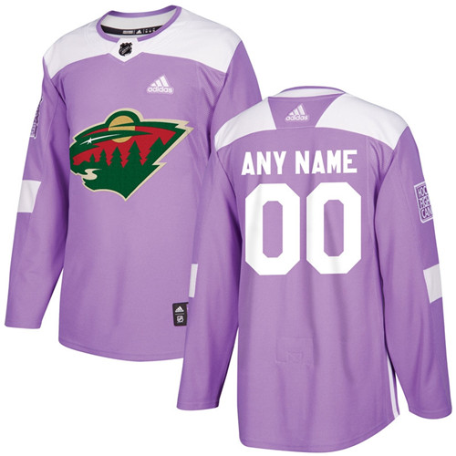 Men's Minnesota Wild Purple Adidas Hockey Fights Cancer Custom Practice Jersey