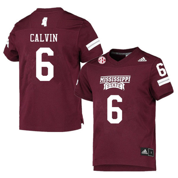 Men's Mississippi State Bulldogs #6 Jamire Calvin adidas Maroon College Football Game Jersey