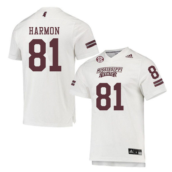 Men's Mississippi State Bulldogs #81 Antonio Harmon adidas White College Football Game Jersey