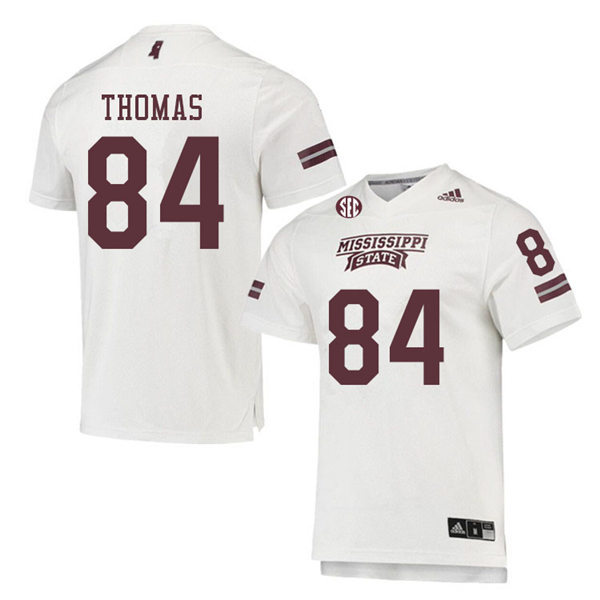 Men's Mississippi State Bulldogs #84 Rara Thomas adidas White College Football Game Jersey