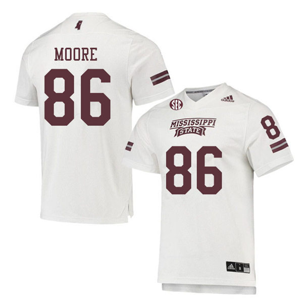 Men's Mississippi State Bulldogs #86 Jacobi Moore adidas White College Football Game Jersey