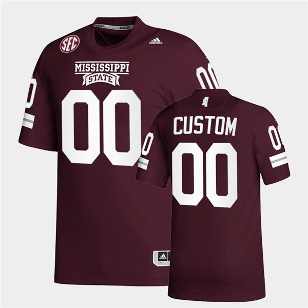 Men's Mississippi State Bulldogs Custom adidas 2020 Maroon College Football Game Jersey