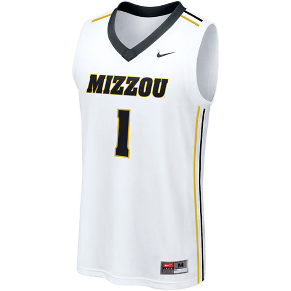 Men's Missouri Tigers #1 White Basketball Jersey