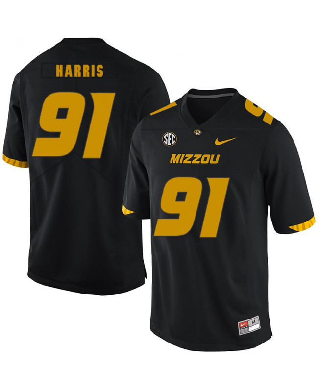 Men's Missouri Tigers #91 Charles Harris Nike Black Football Jersey