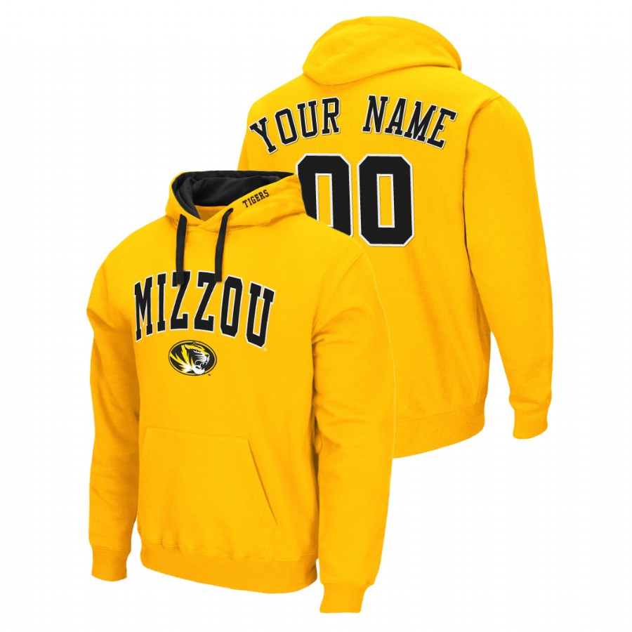Men's Missouri Tigers Custom Gold Arch & Logo 2.0 Pullover Hoodie