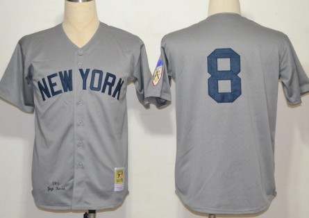 Men's Mitchell&Ness New York Yankees Jersey #8 Yogi Berra 1951 Gray Wool Jersey