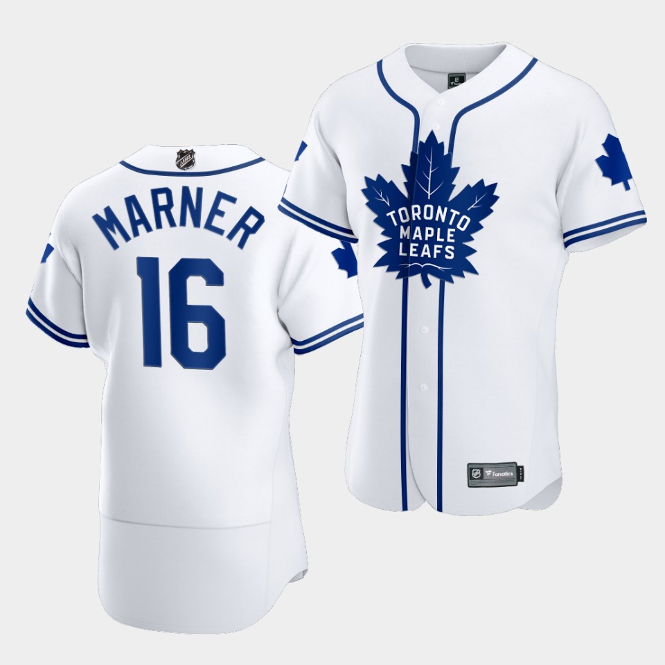 Men's Mitchell Marner Toronto Maple Leafs 2020 NHL X MLB Crossover Edition White Baseball
