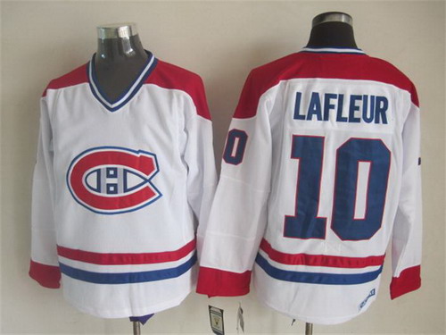 Men's Montreal Canadiens #10 Guy Lafleur White CCM Vintage Throwback Jersey Stitched