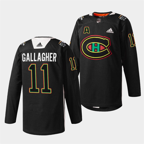 Men's Montreal Canadiens #11 Brendan Gallagh Black History Night Jersey Stitched