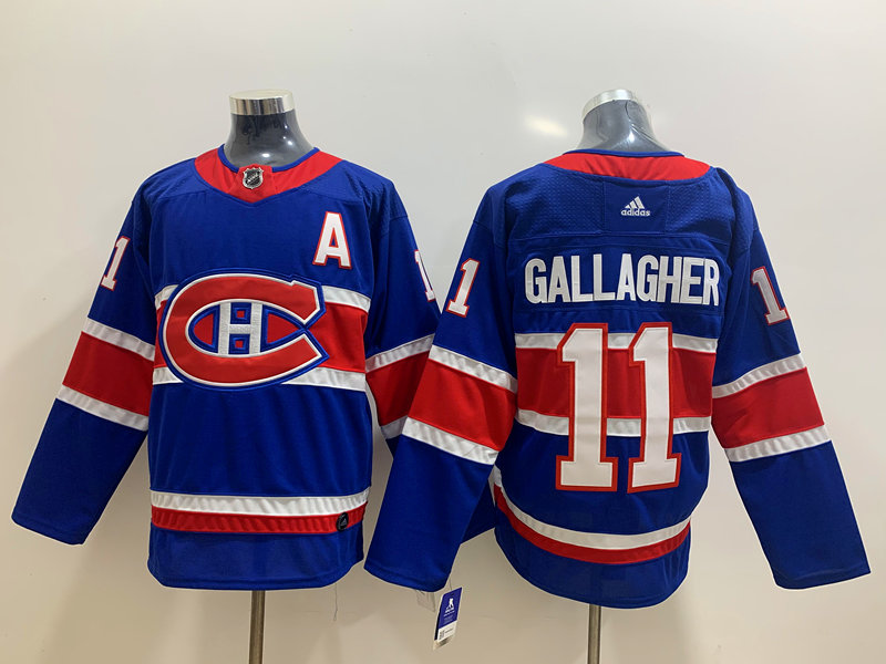 Men's Montreal Canadiens #11 Brendan Gallagher 2021 Season Reverse Retro Blue Jersey Stitched