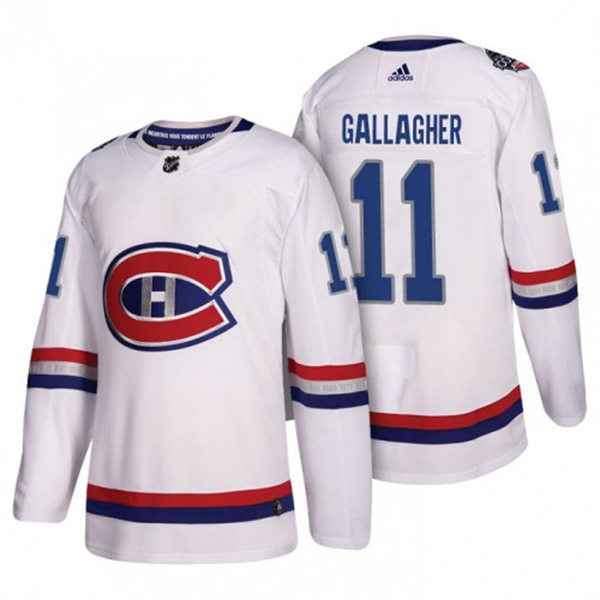 Men's Montreal Canadiens #11 Brendan Gallagher adidas White 100TH Classic Heritage Jersey Stitched