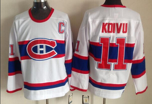 Men's Montreal Canadiens #11 Saku Koivu White Throwback CCM Jersey Stitched