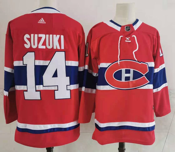 Men's Montreal Canadiens #14 Nick Suzuki adidas Home Red Jersey Stitched