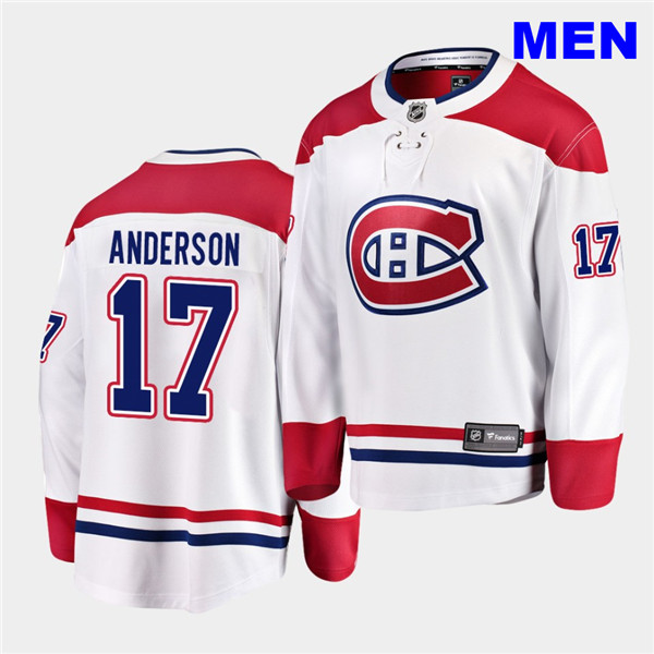 Men's Montreal Canadiens #17 Josh Anderson adidas Away White Jersey Stitched