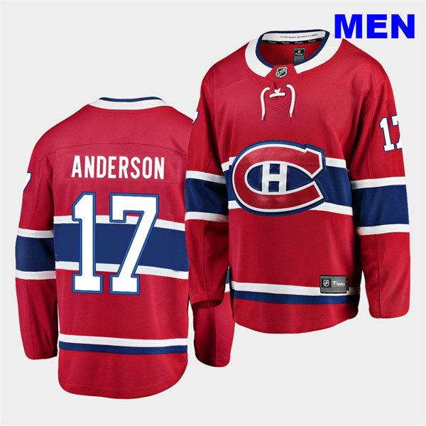Men's Montreal Canadiens #17 Josh Anderson adidas Home Red Jersey Stitched