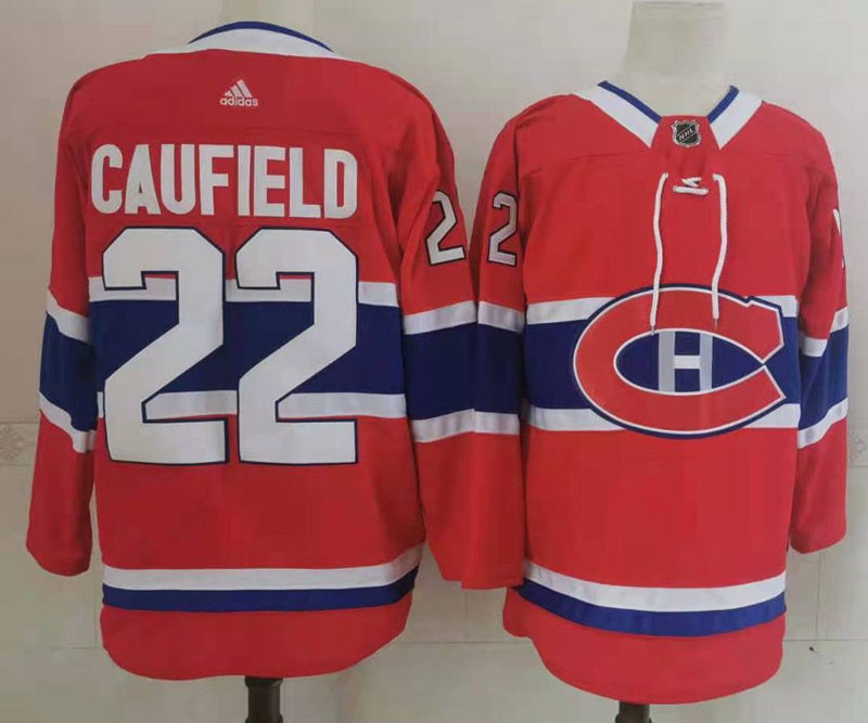 Men's Montreal Canadiens #22 Cole Caufield adidas Home Red Jersey Stitched