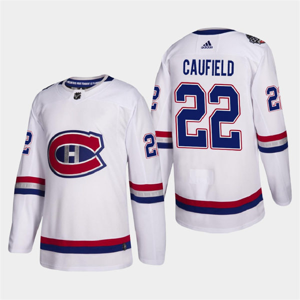 Men's Montreal Canadiens #22 Cole Caufield adidas White 100TH Classic Heritage Jersey Stitched