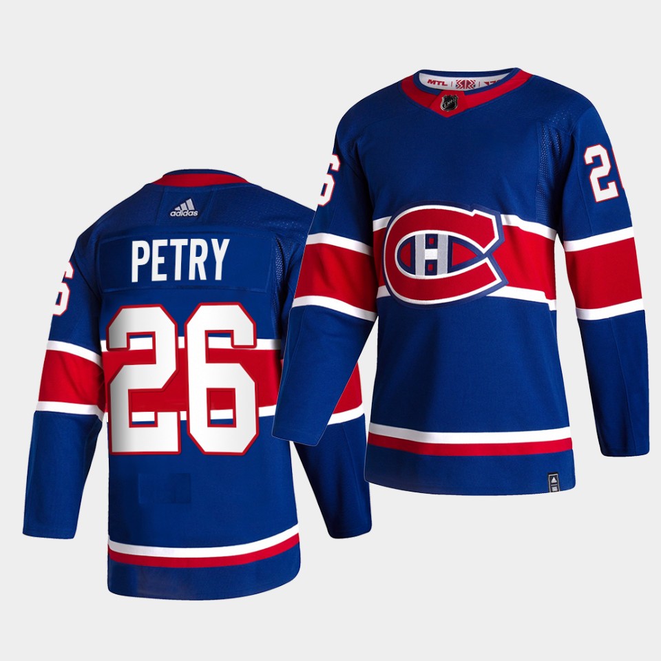 Men's Montreal Canadiens #26 Jeff Petry 2021 Season Reverse Retro Blue Jersey Stitched