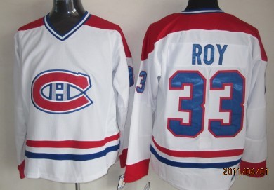 Men's Montreal Canadiens #33 Patrick Roy White 1993 Throwback Jersey Stitched