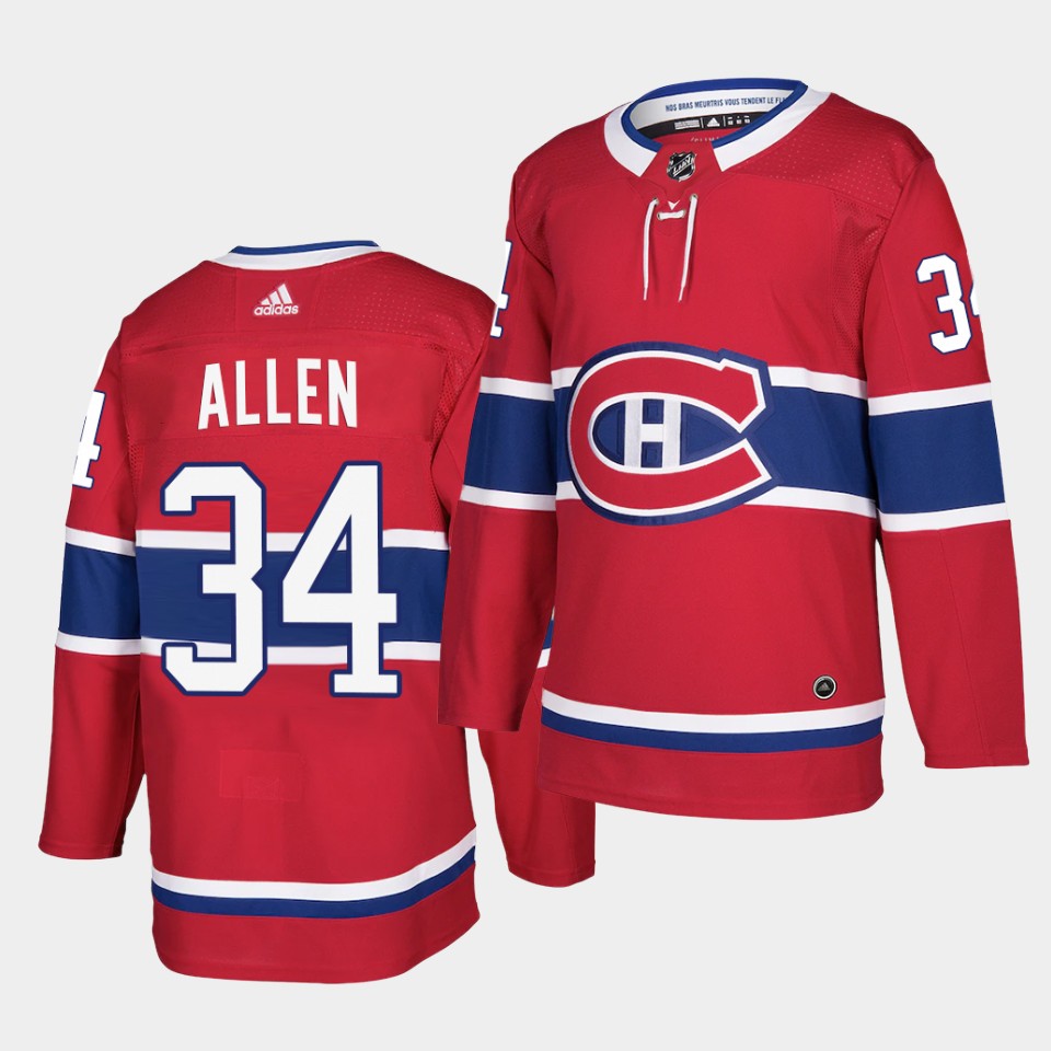 Men's Montreal Canadiens #34 Jake Allen adidas Red Jersey Stitched
