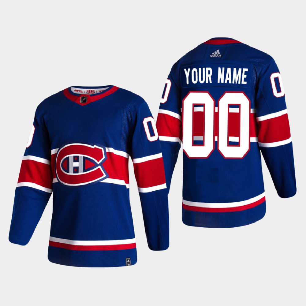 Men's Montreal Canadiens Custom adidas 2021 Season Reverse Retro Authentic Special Edition Blue Jersey Stitched
