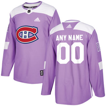 Men's Montreal Canadiens adidas Purple Hockey Fights Cancer Custom Practice Jersey Stitched