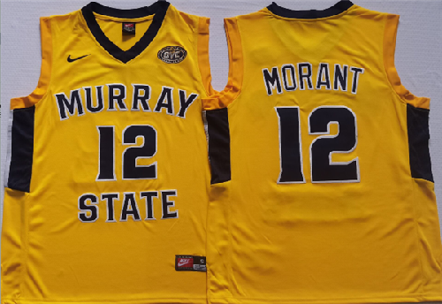 Men's Murray State Racers #12 Ja Morant Yellow Stitched Jersey