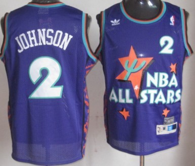 Men's NBA 1995-1996 All-Star #2 Larry Johnson Purple Swingman Throwback Jersey