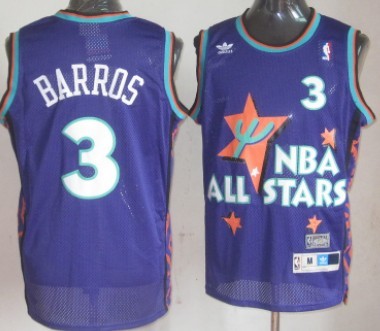 Men's NBA 1995-1996 All-Star #3 Dana Barros Purple Swingman Throwback Jersey