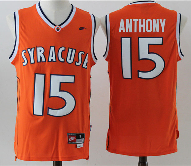 Men's NCAA Syracuse Orange #15 Camerlo Anthony 2014 Orange Basketball Jersey