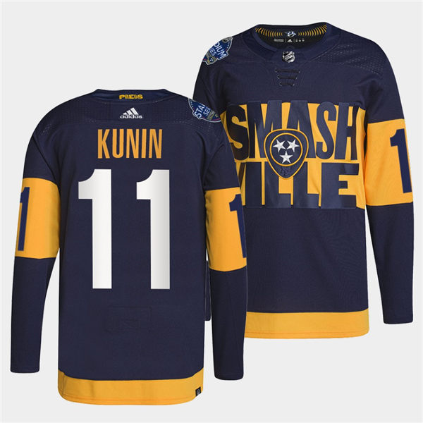 Men's Nashville Predators #11 Luke Kunin Adidas Navy Stitched 2022 Stadium Series Jersey Stitched