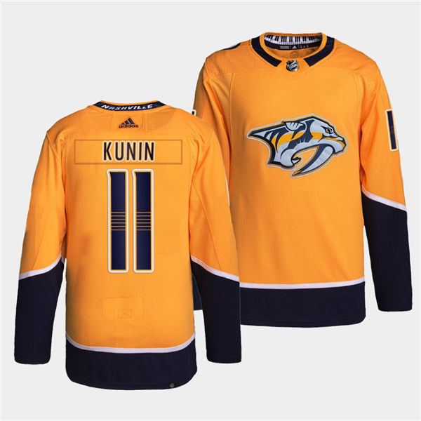 Men's Nashville Predators #11 Luke Kunin adidas Gold Home Authentic Jersey Stitched
