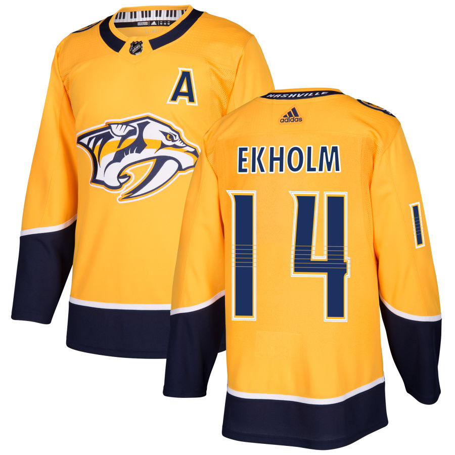 Men's Nashville Predators #14 Mattias Ekholm adidas Gold Authentic Jersey Stitched
