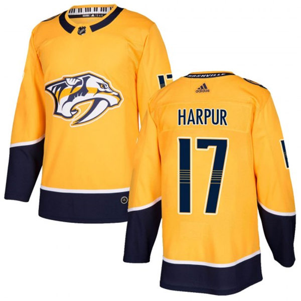 Men's Nashville Predators #17 Ben Harpur Adidas Home Gold Jersey Stitched
