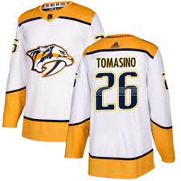 Men's Nashville Predators #26 Philip Tomasino Adidas White Away Premier Player Jersey Stitched