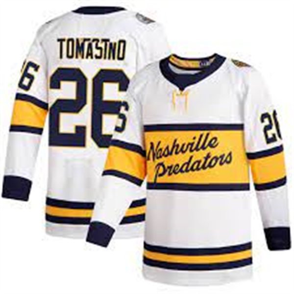 Men's Nashville Predators #26 Philip Tomasino adidas White 2019-20 Winter Classic Jersey Stitched