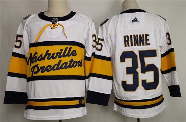 Men's Nashville Predators #35 Pekka Rinne adidas White 2019-20 Winter Classic Jersey Stitched