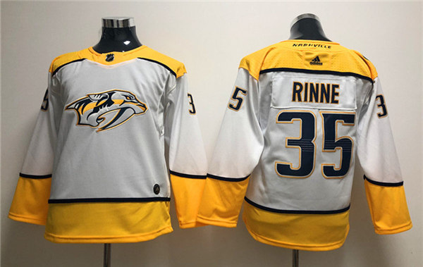 Men's Nashville Predators #35 Pekka Rinne adidas White Away Jersey Stitched