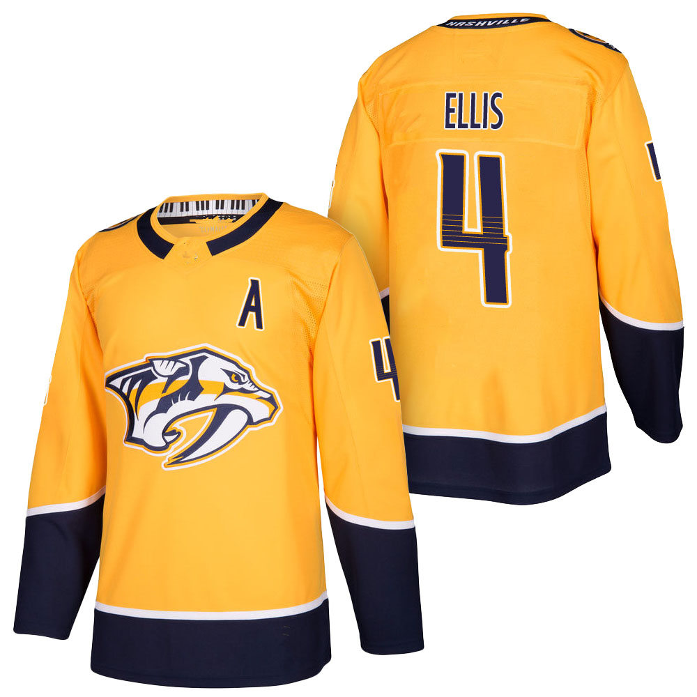 Men's Nashville Predators #4 Ryan Ellis adidas Gold Authentic Jersey Stitched