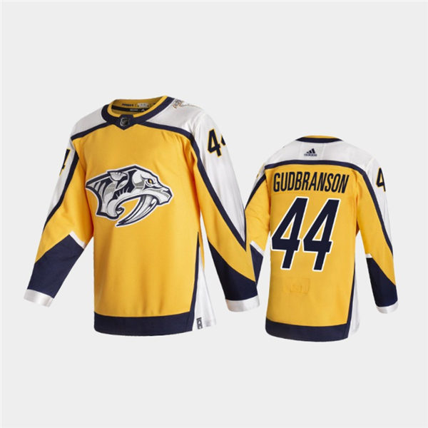 Men's Nashville Predators #44 Erik GudbransonAdidas 2021 Gold NHL Retro Reverse Edition Jersey Stitched